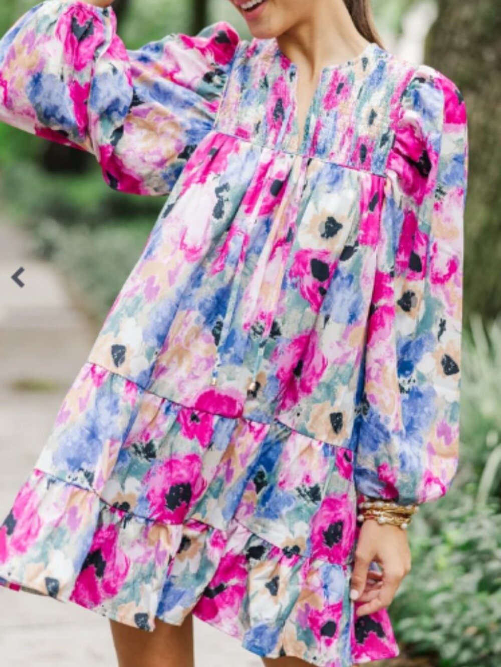Entro Women's Floral Boho Living Out Loud Orchid Mini Dress Sz Large